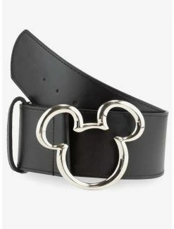 Belts Disney Mickey Mouse Ears Silver Buckle Vegan Leather Belt