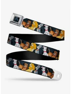 Belts Disney Dogs Group Collage Paws Gray Black Youth Seatbelt Belt