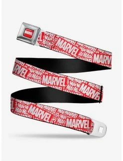 Belts Marvel Red Brick Logo Stacked Red White Youth Seatbelt Belt