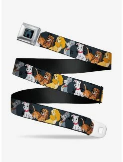 Belts Disney Dogs Group Collage Paws Gray Black Seatbelt Belt