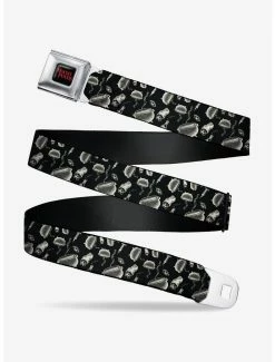 Belts Disney Hocus Pocus Elements Collage Black White Seatbelt Belt
