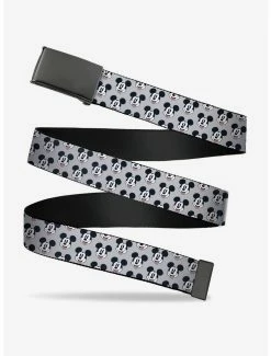 Belts Disney Mickey Mouse Smiling Face Monogram Gray Clamp Belt