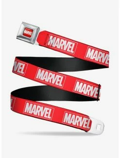 Belts Marvel Red Brick Logo Red White Seatbelt Belt