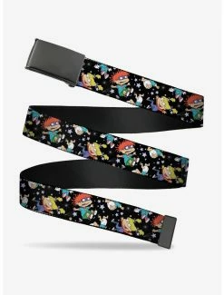 Belts Rugrats 3 Characters In Space Scattered Black Clamp Belt