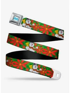Belts Frosty The Snowman Poinsetta Plaid Seatbelt Belt