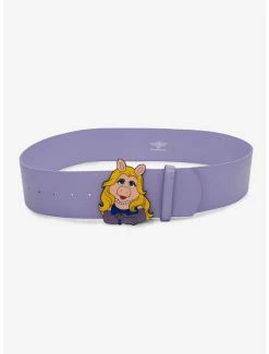Belts Disney The Muppets Miss Piggy Glitter Enamel Buckle Vegan Leather Belt