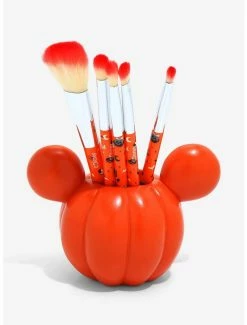 Face Masks Disney Mickey Mouse Jack-O'Lantern Makeup Brush Set & Holder - BoxLunch Exclusive -Calhoun Sales Shop 17774022 av3