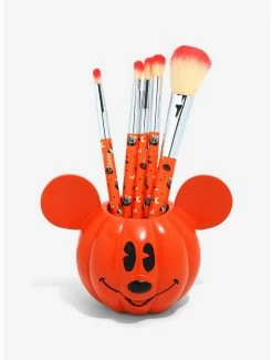 Face Masks Disney Mickey Mouse Jack-O'Lantern Makeup Brush Set & Holder - BoxLunch Exclusive