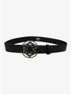 Belts Star Wars Galactic Empire Black Gun Metal Enamel Icon Black Vegan Leather Belt