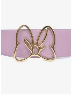 Belts Disney Minnie Mouse Gold Bow Buckle Lilac Vegan Leather Belt -Calhoun Sales Shop 20212426 av2