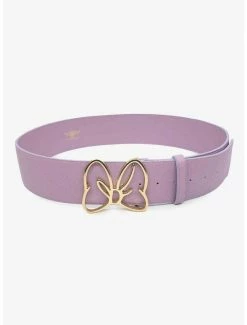 Belts Disney Minnie Mouse Gold Bow Buckle Lilac Vegan Leather Belt