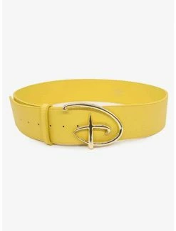 Belts Disney Signature D Logo Gold Buckle Yellow Vegan Leather Belt